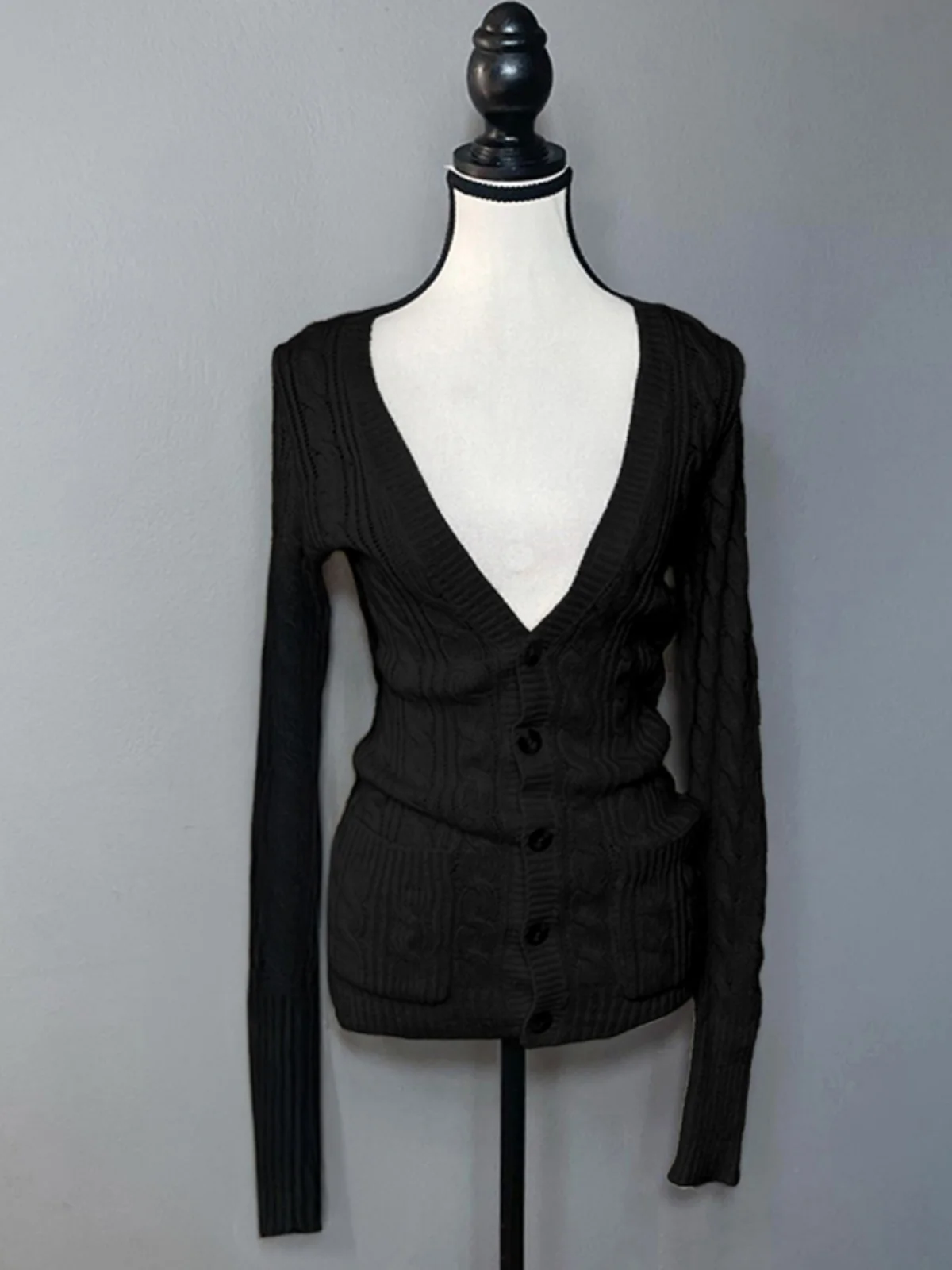 

Ele Bla V-Ne Knitted Sweater Coat for Women Spring Autumn Sli Unique Top Cotton Blend Long Sve Cardigan