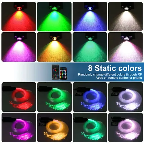 Imagen 2 del producto Luz de cielo estrellado para coche, luces de fibra óptica para el hogar, lámpara de atmósfera, luces de techo con Control de música, RGB, 12W, 8 colores, estilo de coche DIY