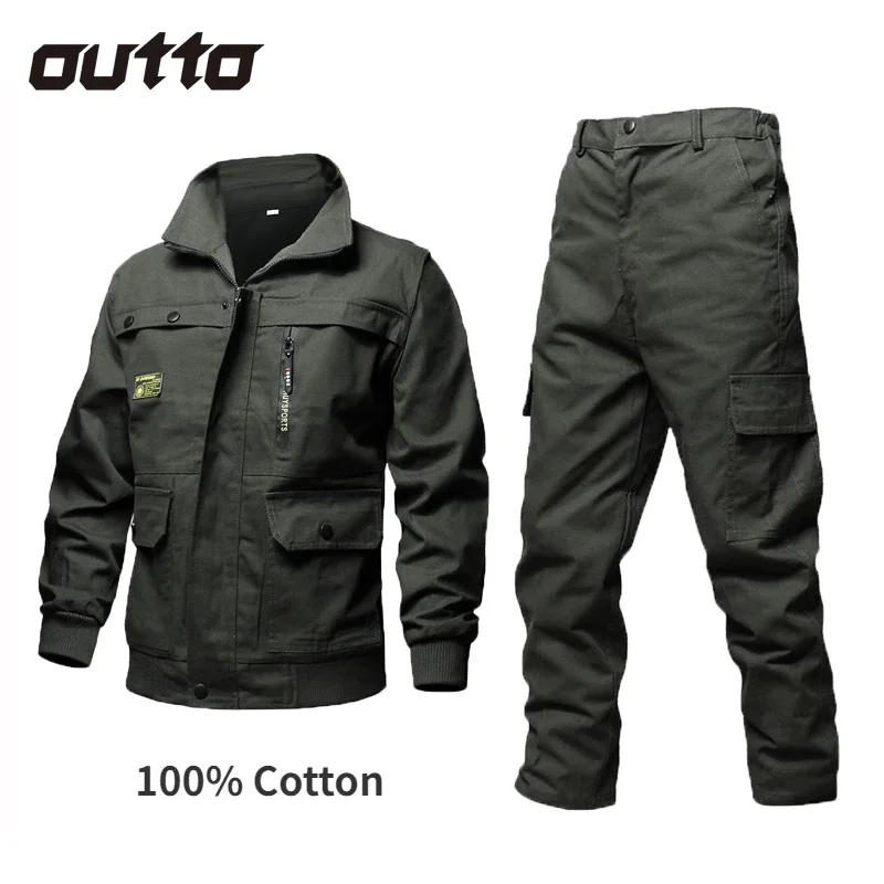 

Cotton Military Set Men Multi-Pockets Wear-resistant Jacket Causal Cargo Pants Outdoor Climbing Combat Hunting Tactic Suit Male