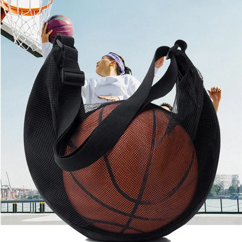 Basketball Bag For Boys Basketball Outdoor Sports Shoulder Bag Large Capacity Mesh Single Ball Carry Bag For Volleyball Football