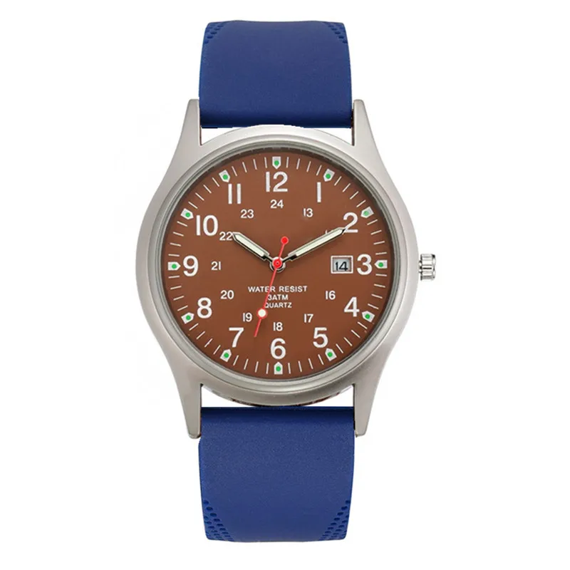 Men Quartz Wristwatch Brown Leather Strap Luminous Marker Date Function 30M Waterproof Casual Business Sport Gift Clock
