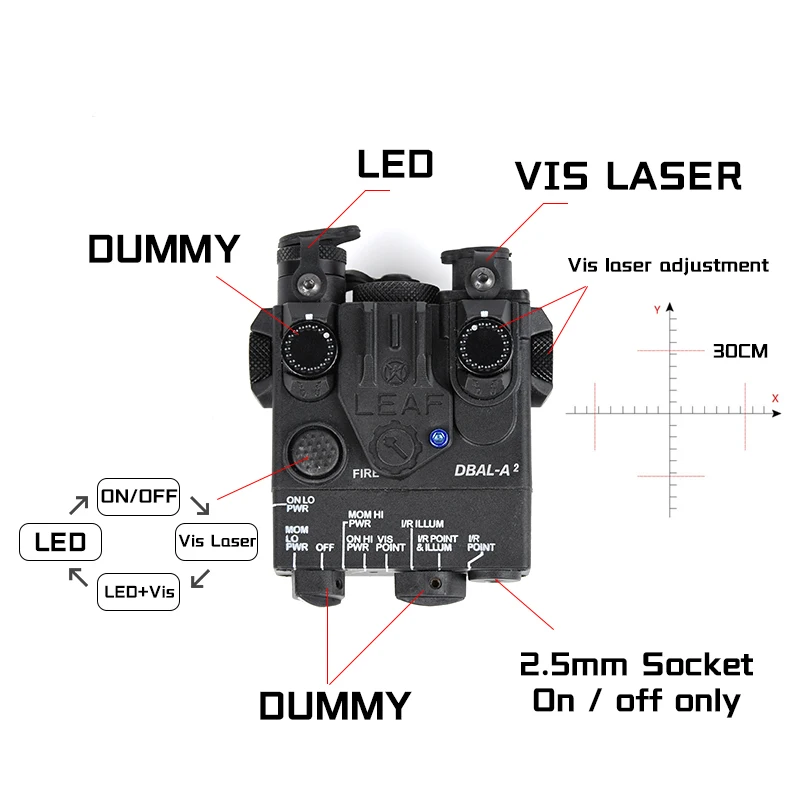 Dbal A2 Tactical M300 M600 Flashlight Aiming Device Red Blue Green hunting optics Airsoft accessories Fit 20 MM PEQ15 OGL NGAL