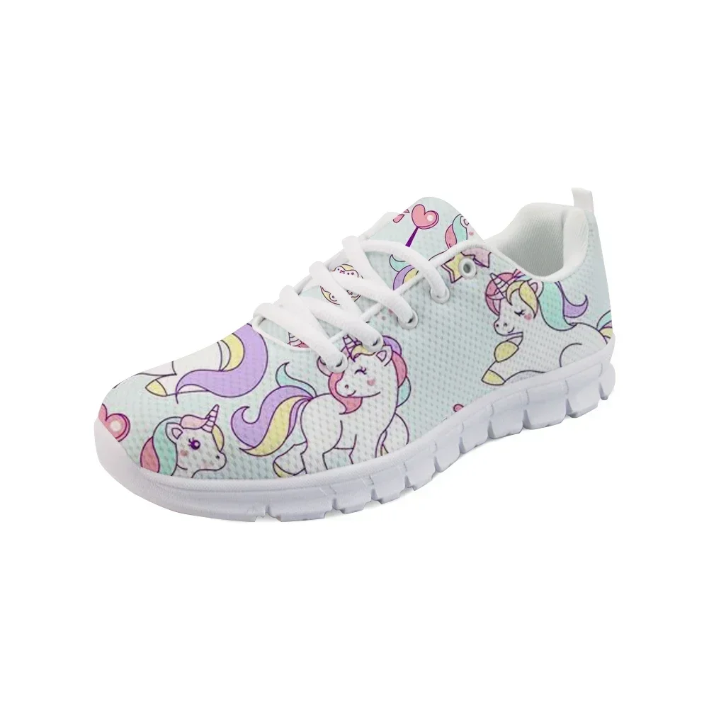 

Cartoon Unicorn Printed Women Flat Shoes Ladies Fashion Lace-up Sneaker Shoes For Girls Cute Breathable Footwear