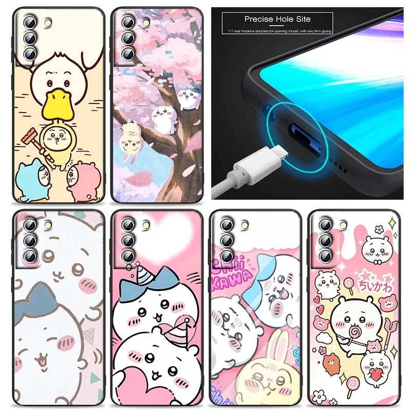 

Cute Chiikawa Hachiware Usagi Phone Case For Samsung Galaxy S25 S24 S23 S22 S21 S20 S10 Ultra Plus FE 5G Black Soft TPU Cover