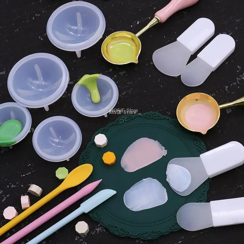 Paint Seal Cleaner Spoon Wall Silicone Stirring Silicone Scraper Small Scraper Spoon for Making Paint Seal Tools