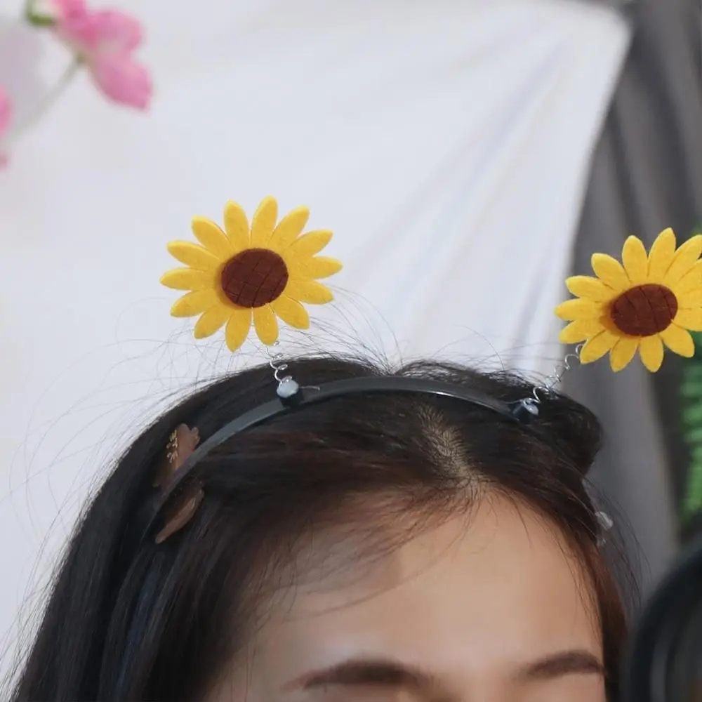 

Fashion Star Yellow Duck Headband Love Heart Sunflower Cartoon Hair Hoop Animal Performance Props Children Hair Bands Daily