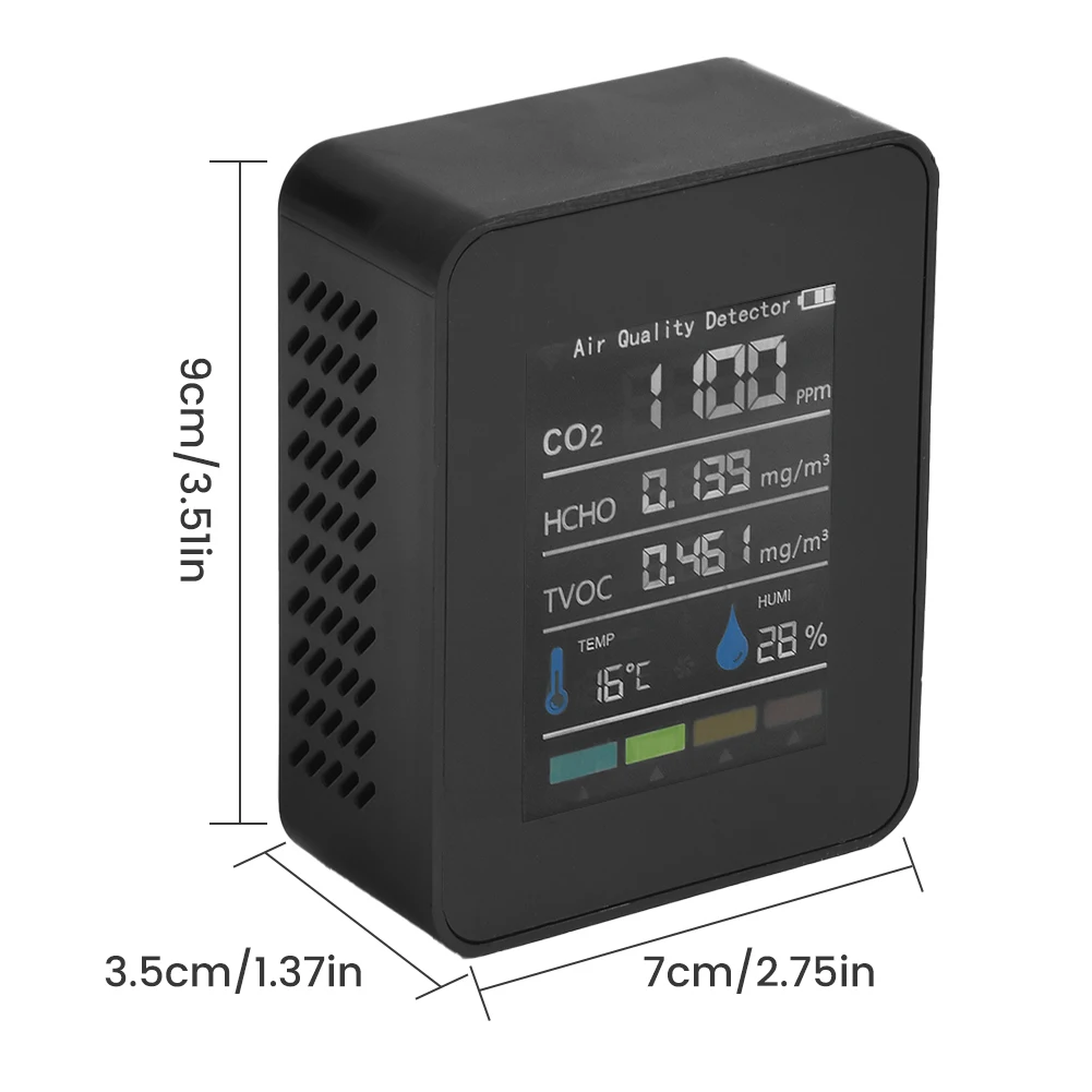 

Useful Air Quality Monitor LED Digital Display Replacement 5V Accessories HCHO/TVOC/AQI Type-C 1200mAh Battery