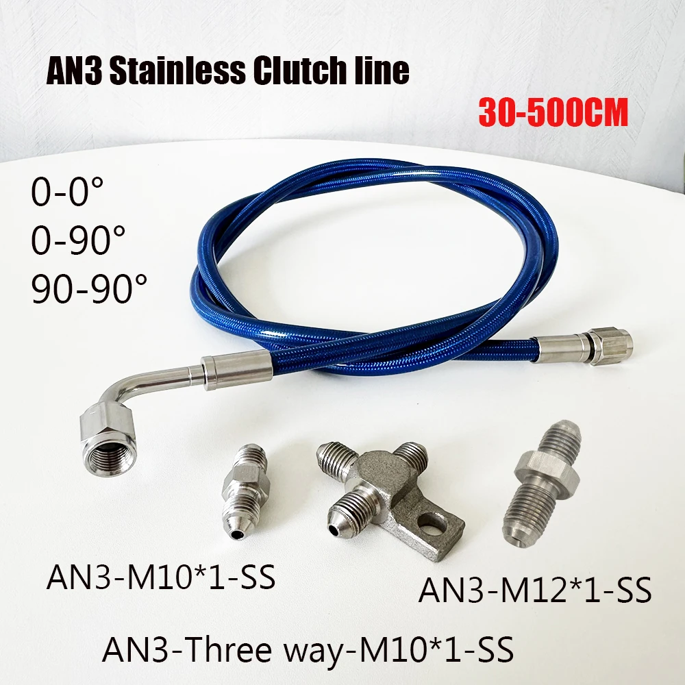 Suitable for AN3 Stainless Clutch line Master To Slave Cylinder Complete StainlessClutch line With AN3 to M10*1/M12*1.0 Fittings