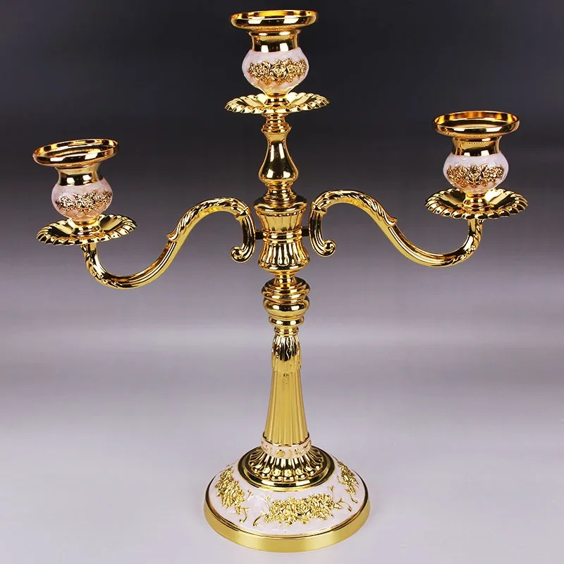 Romantic candlelight dinner wedding props wrought iron 3 heads 5 heads candle holder European retro ornament scented candle hold