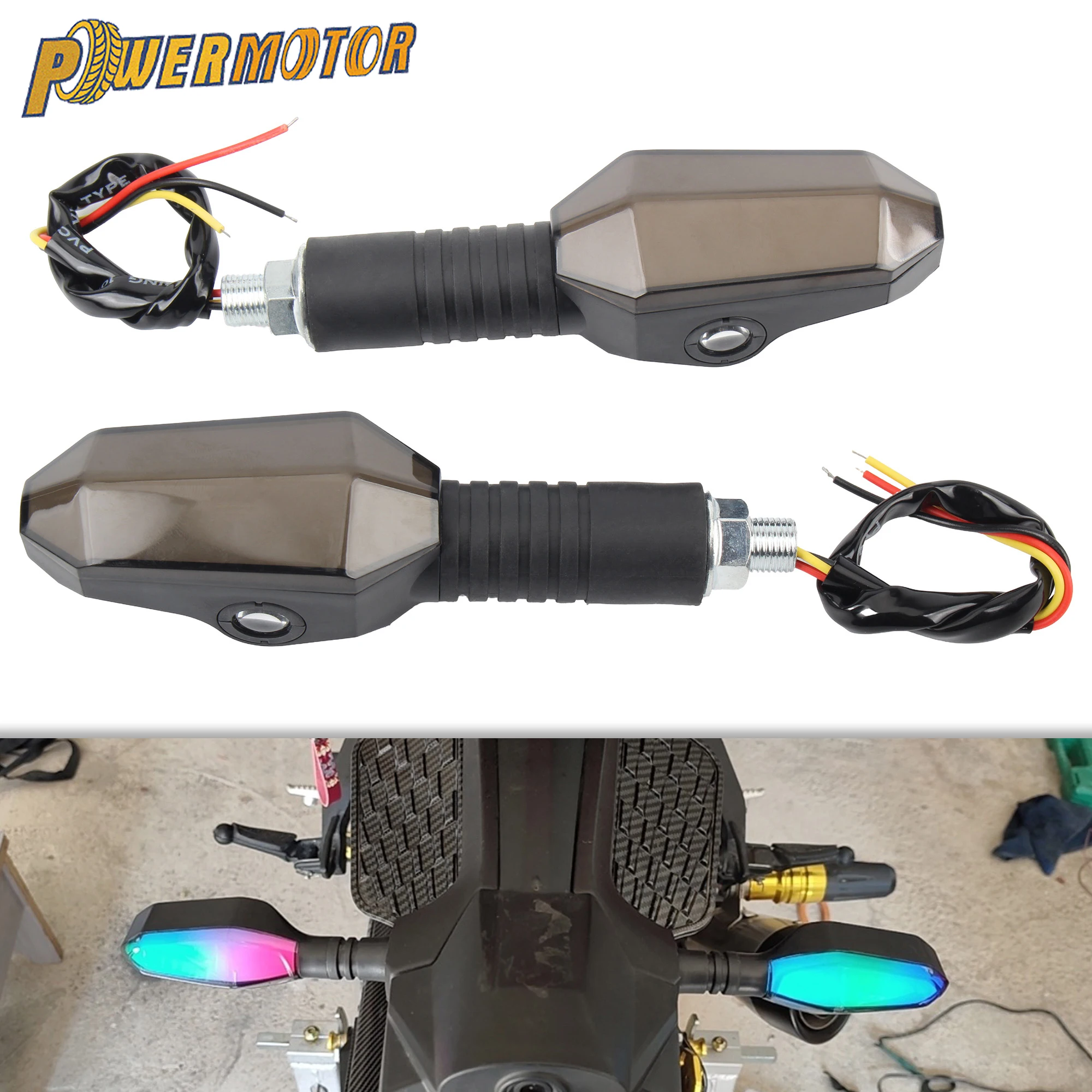 

2PCS Motorcycle LED Diamond Signal Lights Turn Signals Projection Lights for Yamaha Honda BMW Cafe Racer Supermoto Accessories