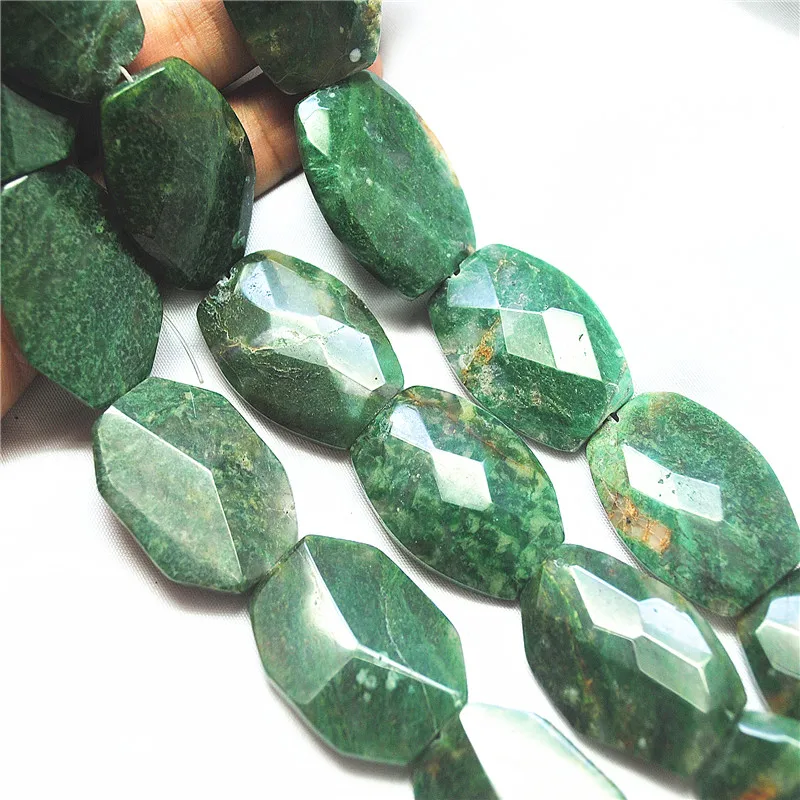 

1 струна Nature Green JASPER STONE FACETED SURFACE 25X35MM 30X40MM DIY АКСЕССУАРЫ ЮВЕЛИРНЫЕ ИЗДЕЛИЯ