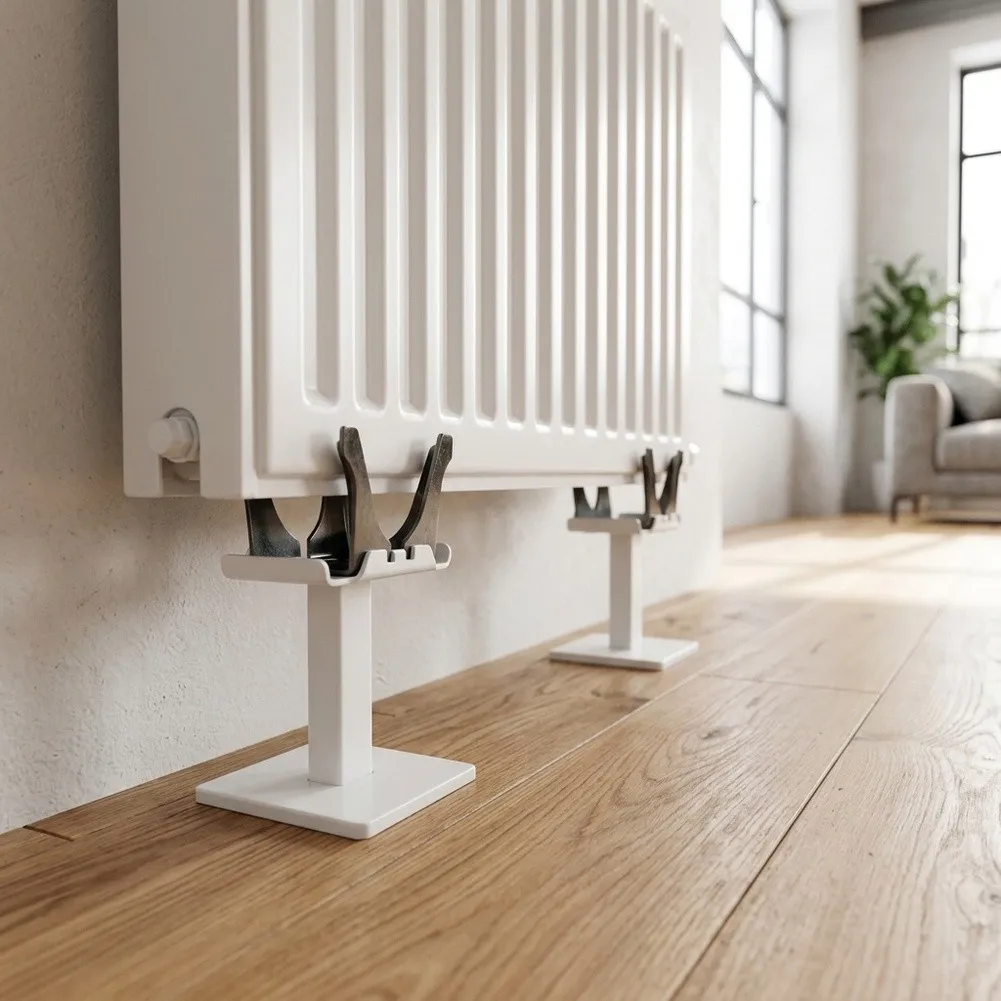 2PCS Steel Panel Radiator Floor Bracket 14-21CM Height Adjustable Support Base For Home Heating System Mounting Kit