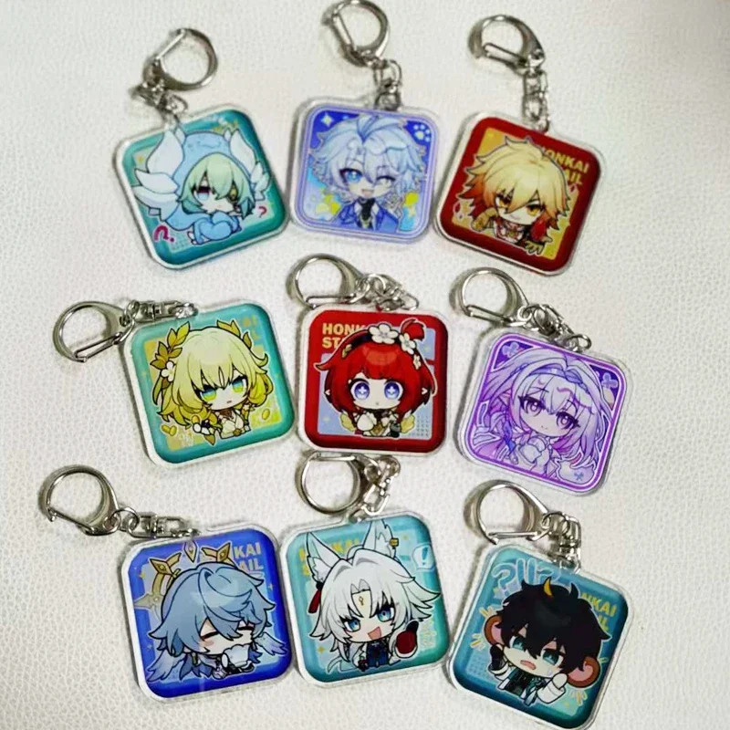 9Pcs/Set Game Honka Star Rail Cosplay Keychain Feixiao Mydei Sunday Aglaea Tribios Castorice Anaxa Khaslana DanHeng Keyring Gift