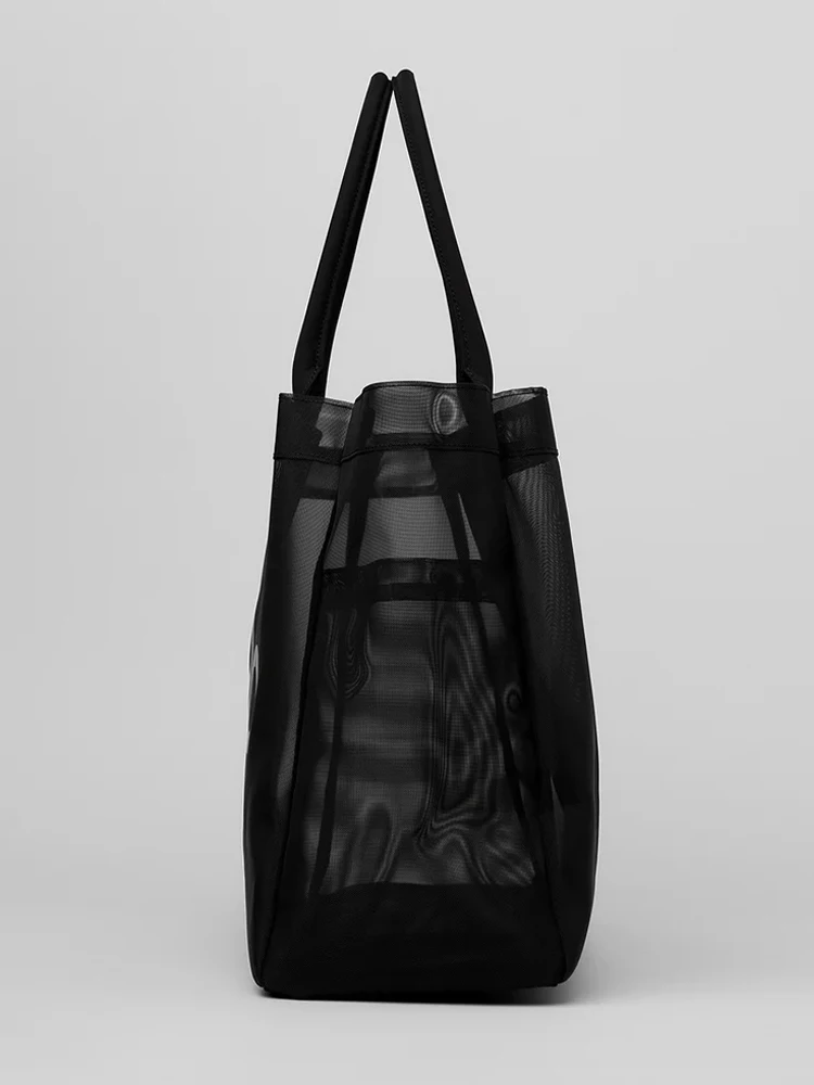 Bolsa de Yoga con logotipo completo para mujer, bolso informal negro para compras y maquillaje al aire libre, portátil