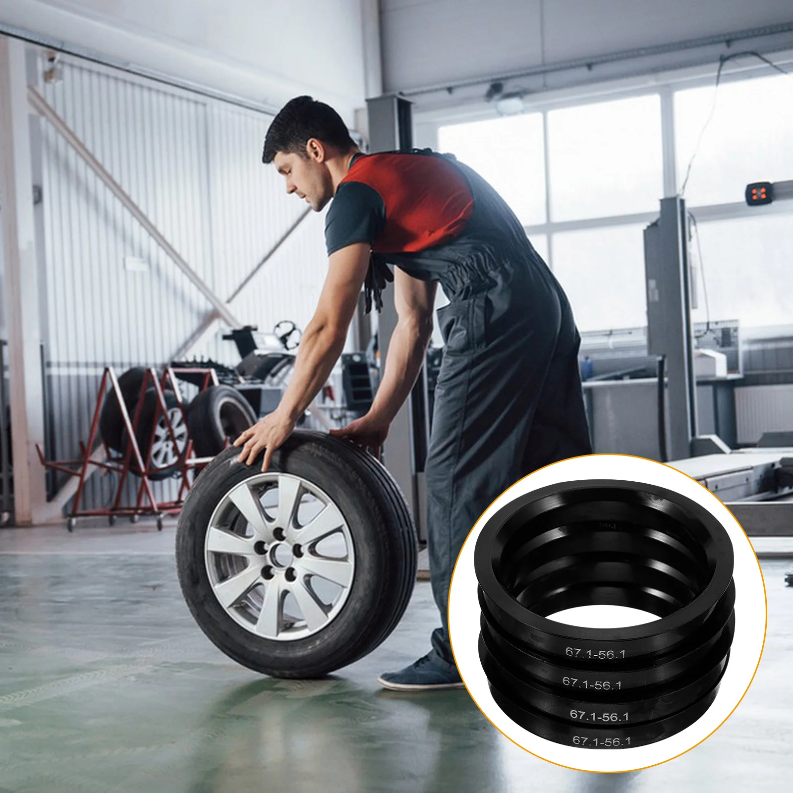 

4pcs Wheel Hub Rings 67.1-56.1Mm Metal Hub Centric Rings Replacement For Vehicle Lightweight Durable Car Exterior