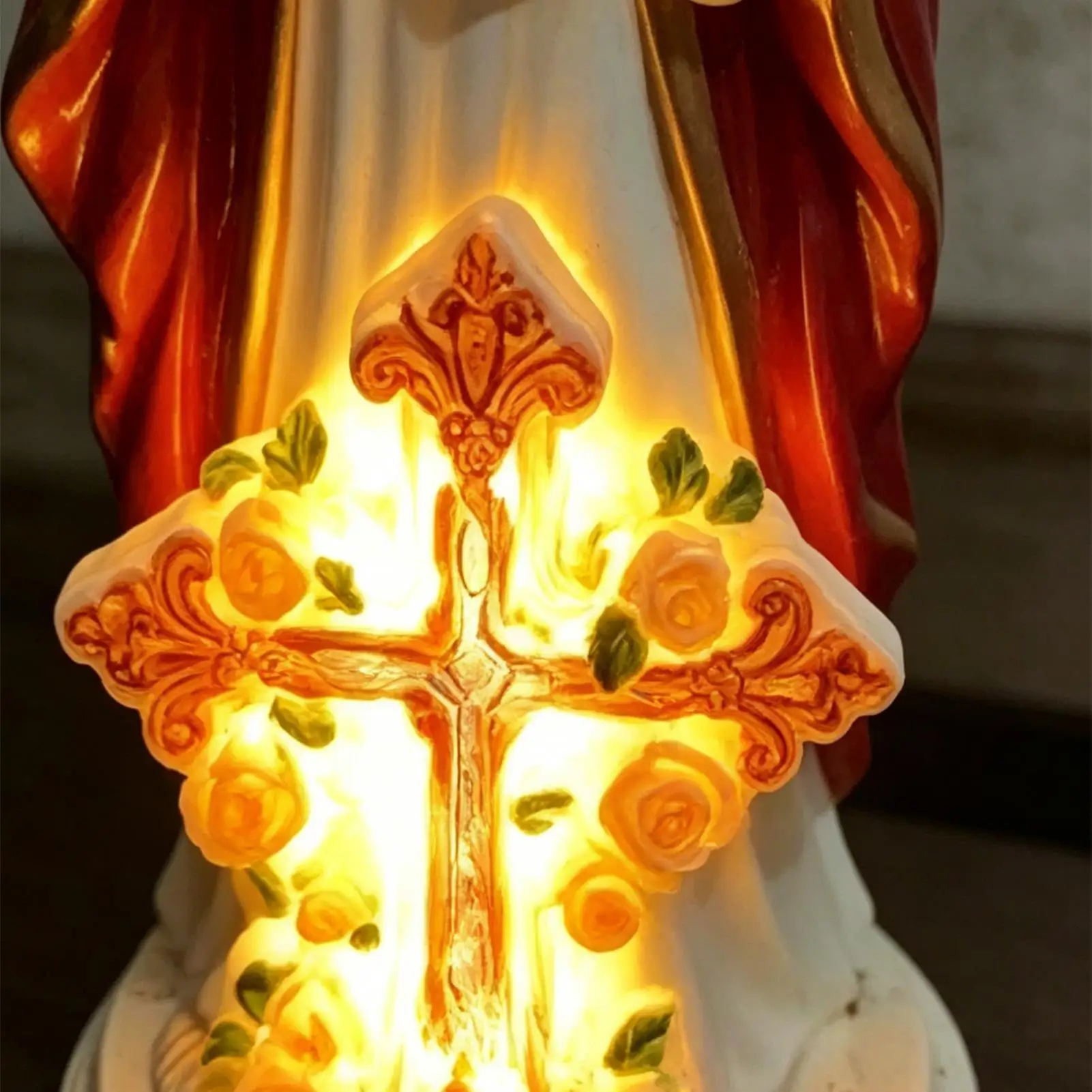 

Religious Statues 20cm Resin Religious With LED Lights Lighted Jesus Statue Table Decor For Garden Yard Pathway Porch Lawn Home