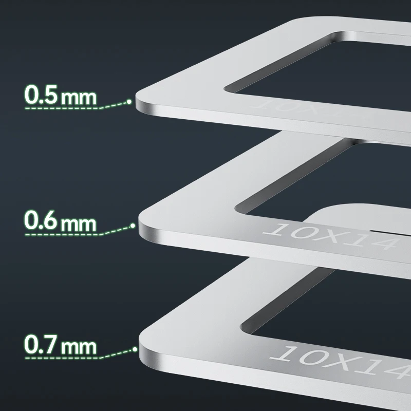 Qianli  Repairman Thermally Conductive Paste Stencils and Scrapers 0.5/0.6/0.7mm Stencil Thickness Precise Alignment Stainless S