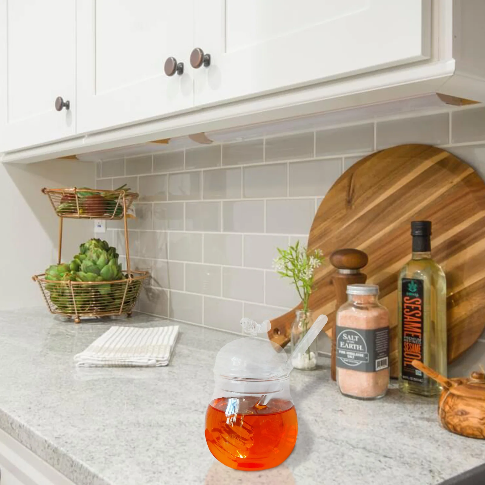 

1Pcs 250ml Glass Food Storage Jar for Kitchen Honey Container with Lid Transparent Sealed Multifunctional Honey Bottle