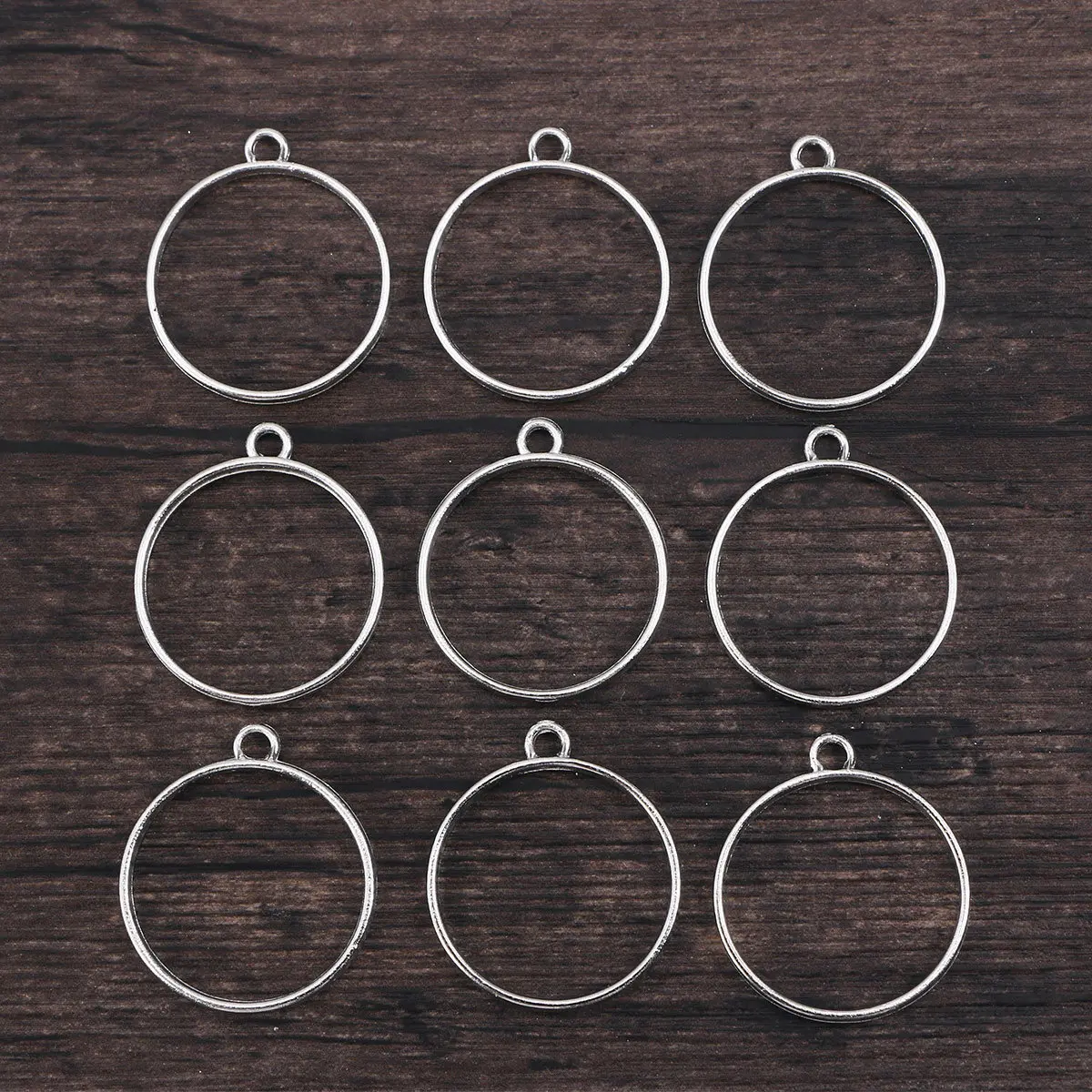 

20Pcs Round Hollow Back Bezel Pendants Zinc Alloy DIY Jewelry Making Supplies for Necklace Bracelet Earring Resin Craft Silver