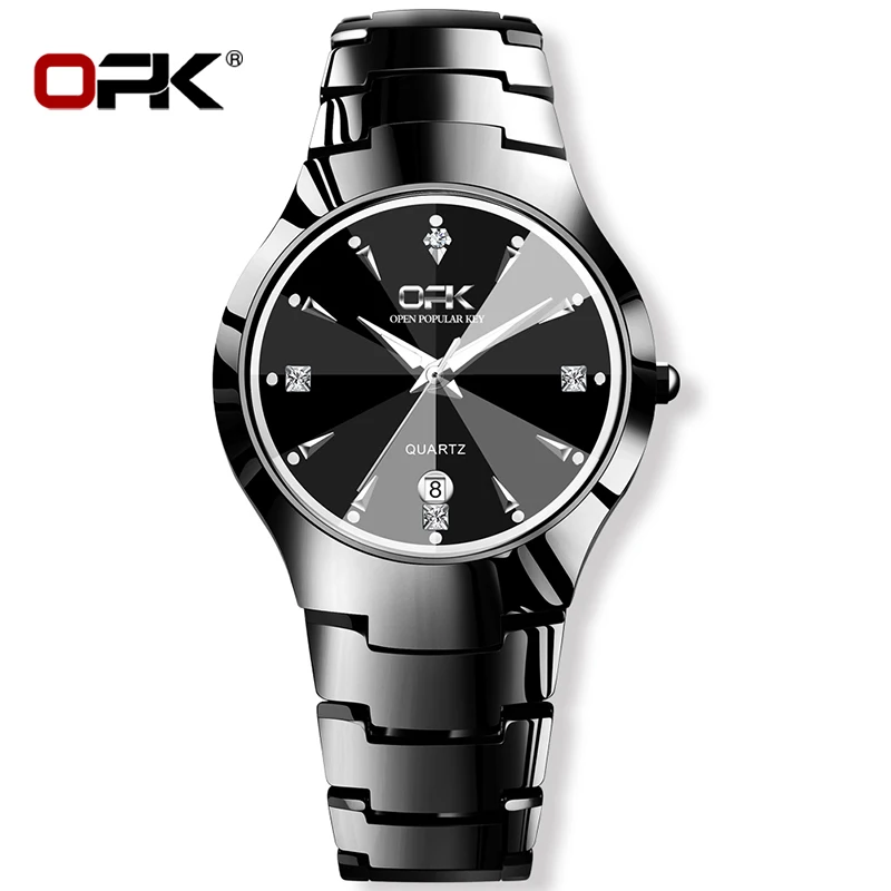 

OPK Men's Top Class Watch Brand Luxury Original Quartz Men's Waterproof Tungsten Steel Case Watch Band Glow Date Weekly Watch