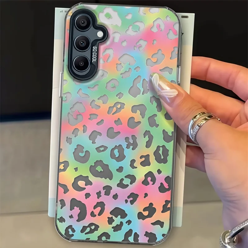 Colorful leopard print phone case suitable for Samsung Galaxy S26 S25 S24 S23 S22 S20 FE/Ultra/Plus anti drop back cover