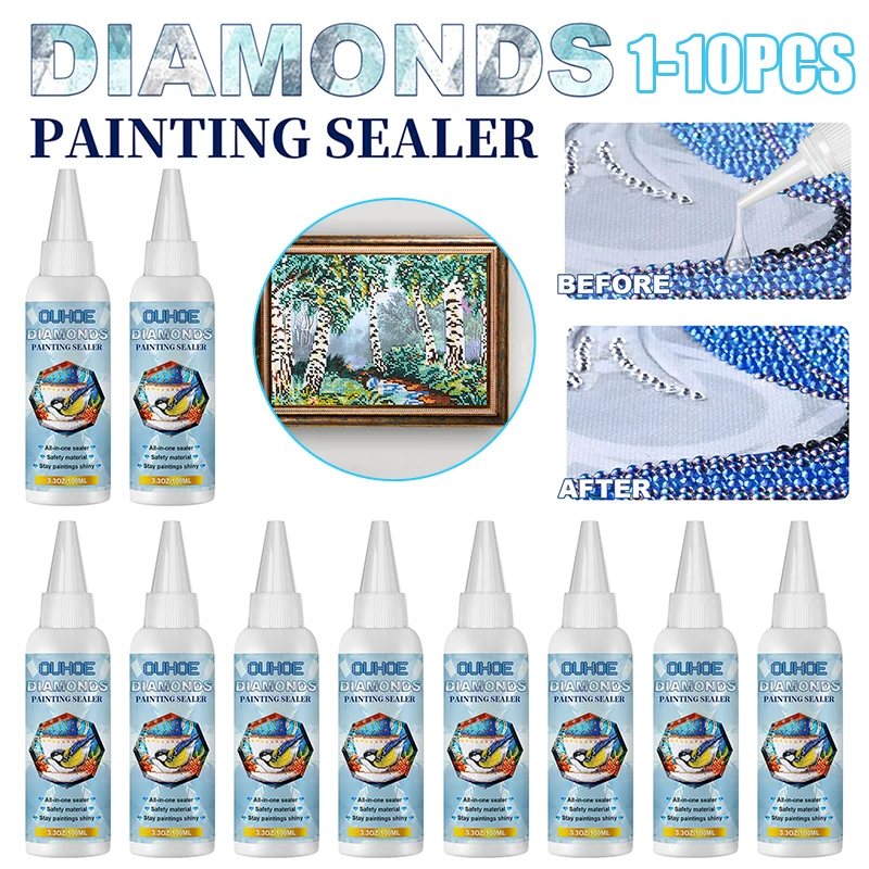 10Pcs 100ml DIY Diamond Painting Conserver Permanent Hold Shine Effect Sealer for Diamond Painting Brightener Glue Keep Shiny