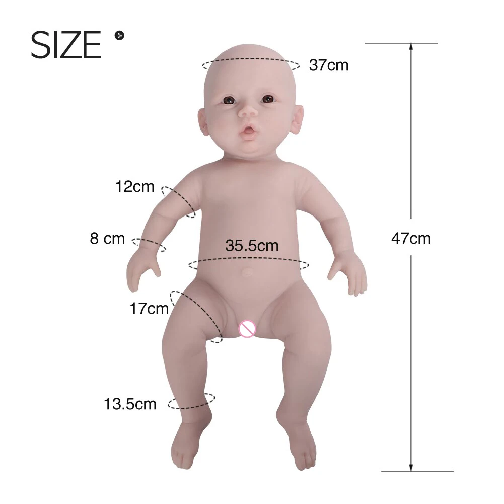 U-charmmore 47cm 3.2KG Full Silicone Reborn Baby Doll Toys Full body Soft Silicone Realistic Toys Bebe for Children Dolls Gift