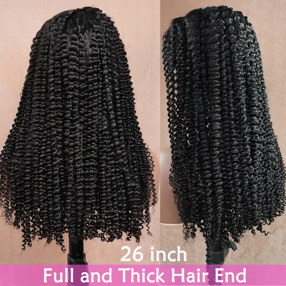 HD Lace Super Double Drawn Afro Kinky Curly Human Hair Wigs Preplucked 13x4 Lace Frontal Wig 200% Density Full Natural Raw Hair