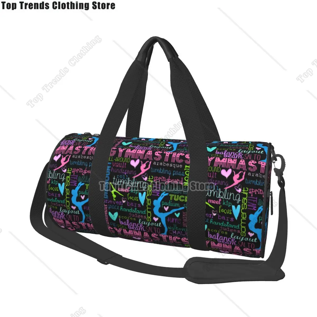

Gym Bag Gymnastics Typography In Pastels Sports Bag Large Male Female Waterproof Printed Handbag Funny Swimming Fitness Bag