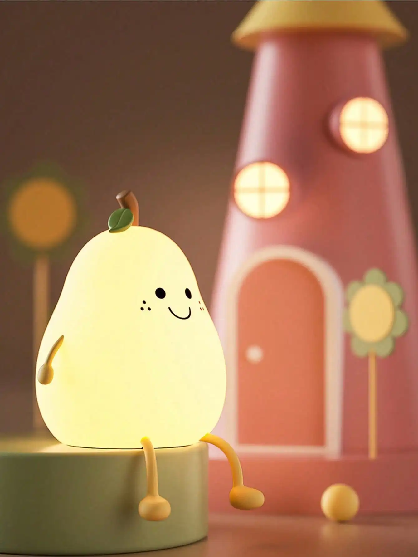 Pear-Shaped LED Night Light | Touch Dimmable | USB Rechargeable | Multi-Color Gift Light