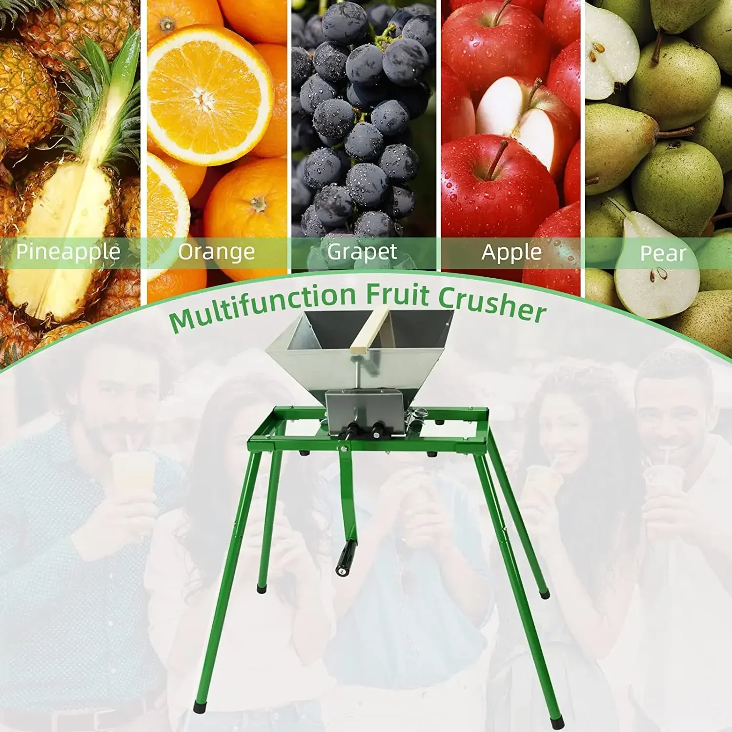 Hand crank stainless steel crusher 7L crusher with bracket, grape berry peeling machine