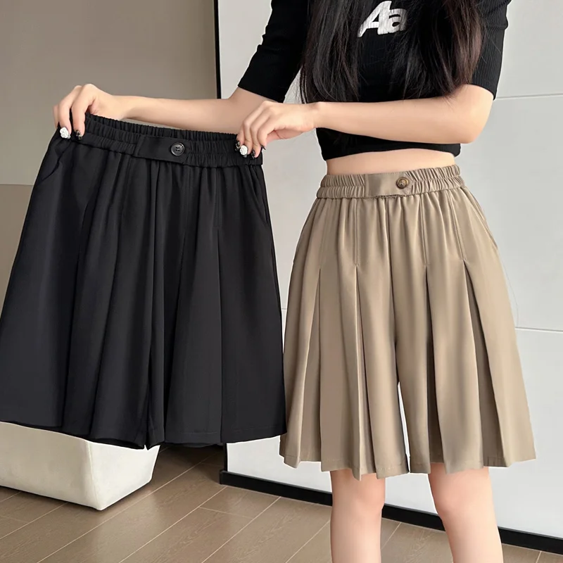 Odzież letnia dla kobiet plus size, luźne spodnie z szerokimi nogawkami, wysoki stan, włókno poliestrowe, spodnie codzienne, styl dojazdowy.