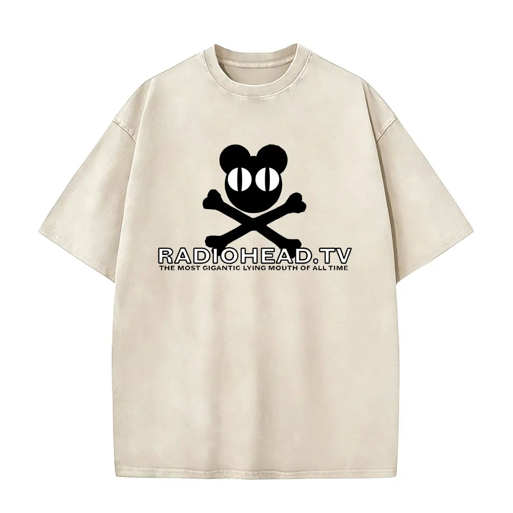 Washed Vintage Rock Band Radiohead The Most Gigantic Lying Mouth of All Time T-shirt Men Women Retro Hip Hop Oversized T Shirts