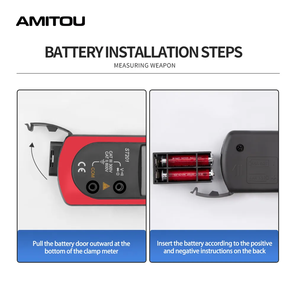 AMITOU ST201 pinzas amperimetricas fugas profesionales ac/dc tester clamp meter comprobador herramientas de electricista profesional digital voltimetro multimetro medidor probador de corriente instrumentos eléctricos