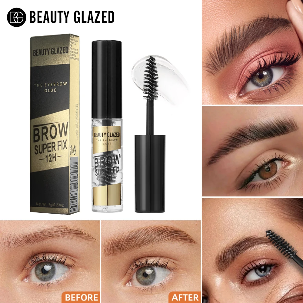 BEAUTY GLAZED Gel para cejas con cepillo Líquido para peinar cejas resistente al agua y de larga duración de secado rápido para todo tipo de piel