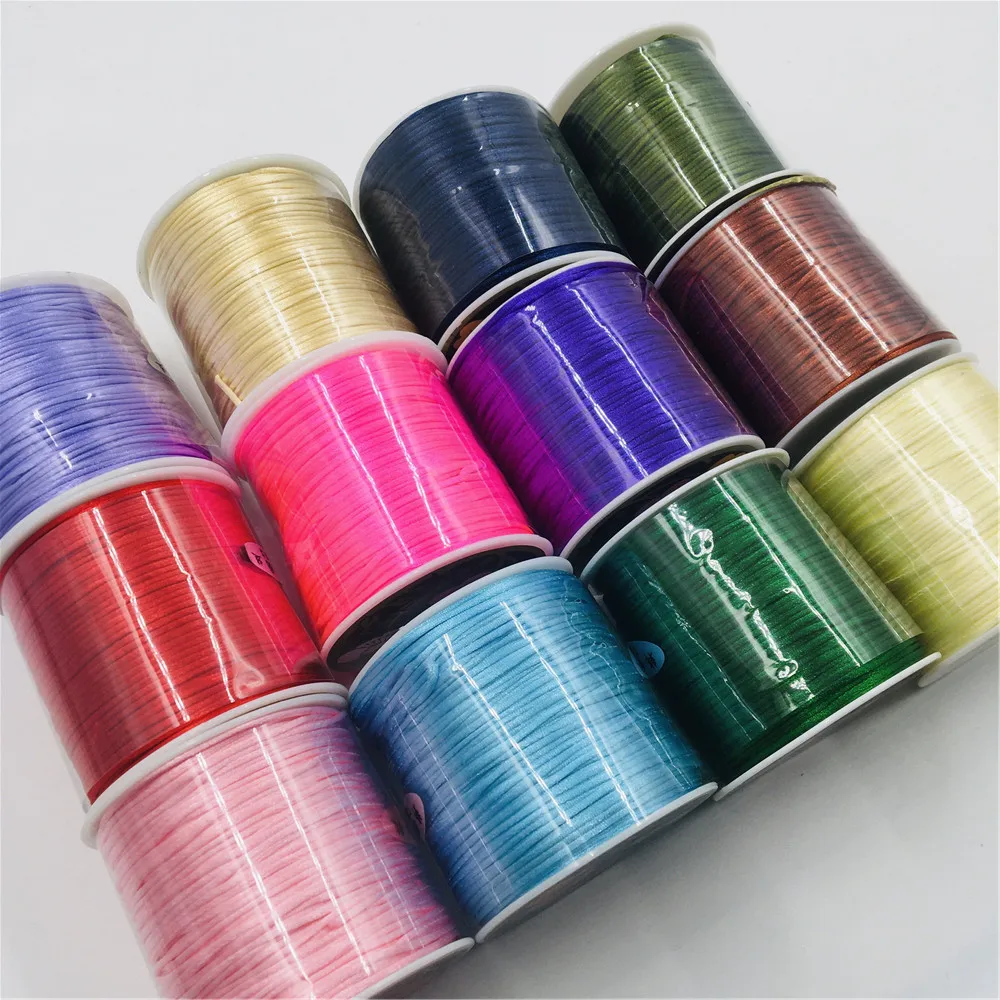 1mm Rope 50meters/roll Satin Rattail Polyester Nylon Cords String Chinese Knot Cord DIY Bracelet Jewelry Making Supplies