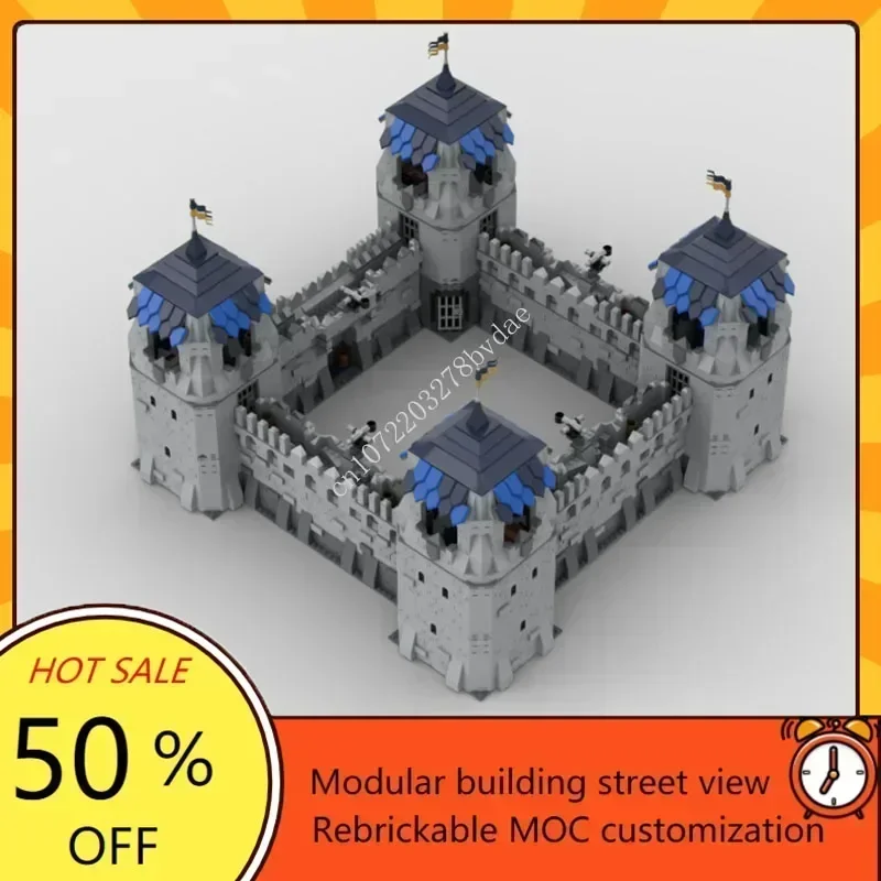 ภายในเต็มรูปแบบปราสาททาวเวอร์ Modular MOC Creative ปราสาทยุคกลาง Black Falcons รุ่นที่กําหนดเองปริศนาประกอบของเล่นเด็กวันเกิด