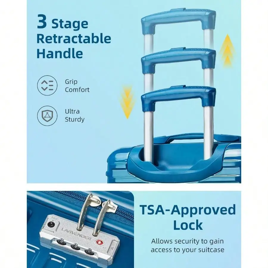 Carry On Luggage 22x14x9 Airline Approved, Expandable 20 Inch Hardside Large Suitcase With Wheels TSA Lock, Lightweigh PC+ABS Travel Carry-On