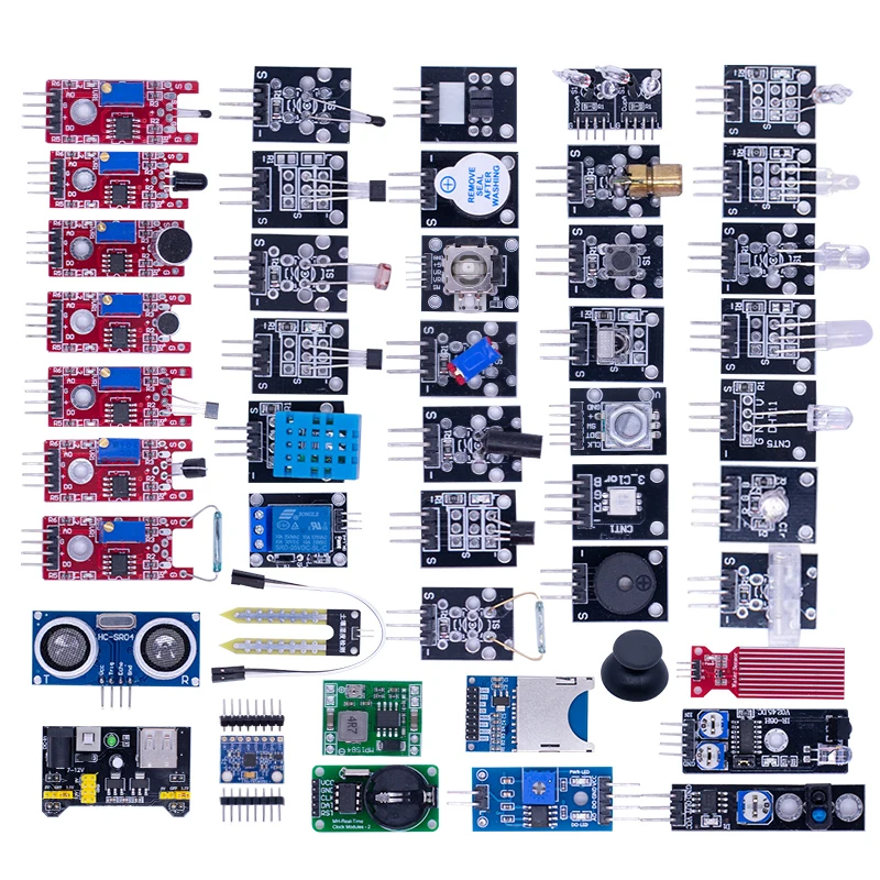 Dla Arduino 45 rodzajów czujników Cyfrowy czujnik temperatury i wilgotności RGB LED Brzęczyk glebowy Dźwiękowy moduł czujnika ultradźwiękowego UNO R3 MEGA2560