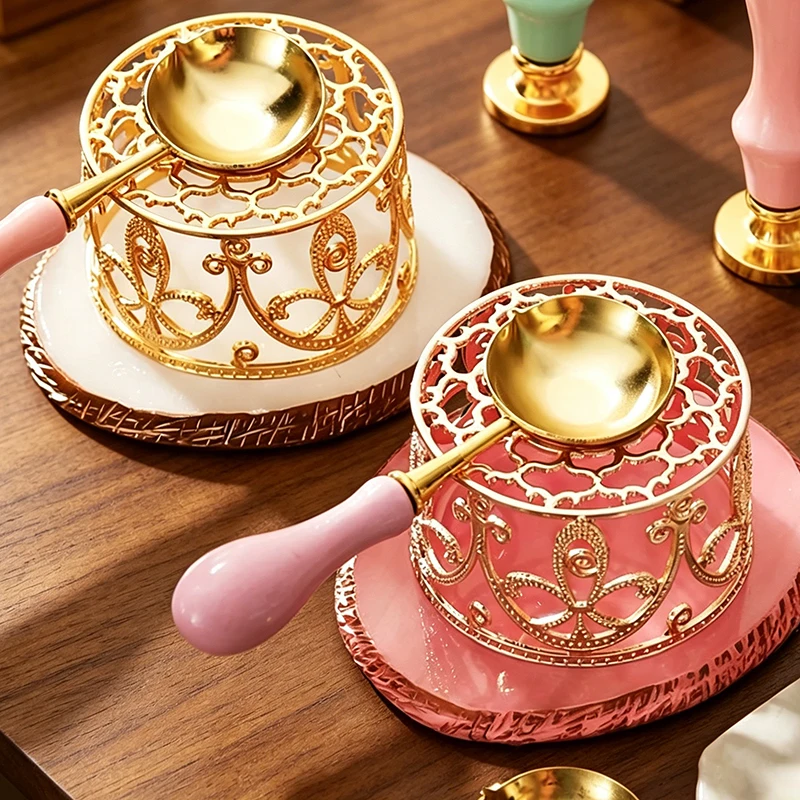 Vintage Wachsschmelzofen DIY Bastelset Kerzenwachs Schmelzgerät Heizofen Löffel Siegelwachs Werkzeug Bastelbedarf Hochzeitsgeschenke
