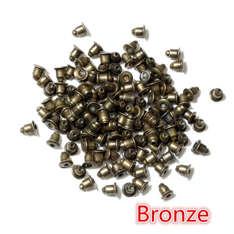 200pcs High Quality bullet Earring Backs Classic 8 Colors Plated Metal Earring Back Plug Earring Settings Base Ear Studs Back