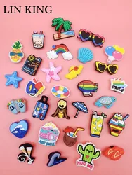 Beach Theme Design Shoe Charms Diy PVC Buckle Decorations Clogs Ornaments Funny Shoes Accessories Fit Bracelet Adult Kids Gifts