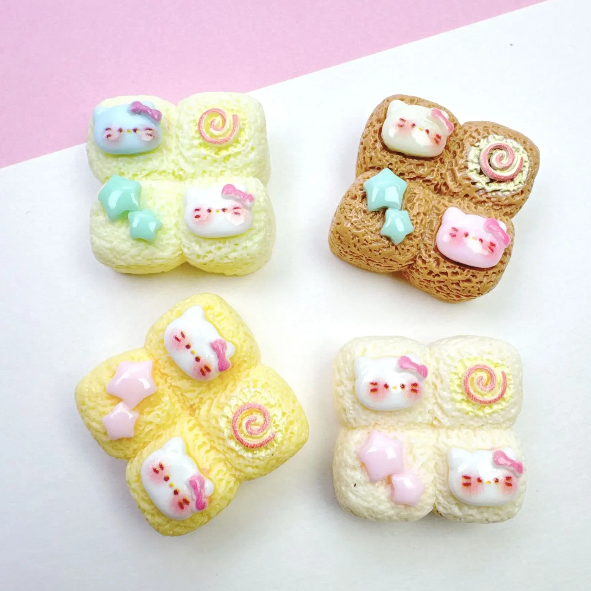 5pcs sanrio hello kitty bread resin flatback diy kawaii resin accessories crafts materials scrapbooking embellishment