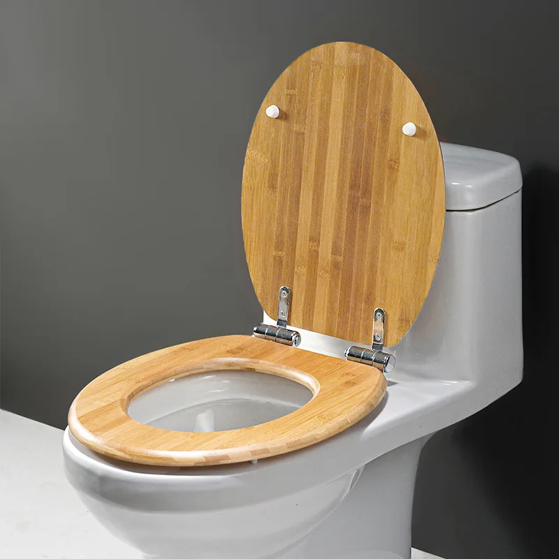 Universal Quick Release Cushioning and Silent Toilet Lid, Household Thickened Toilet, Wooden Solid Wood, Old Style Toilet Ring