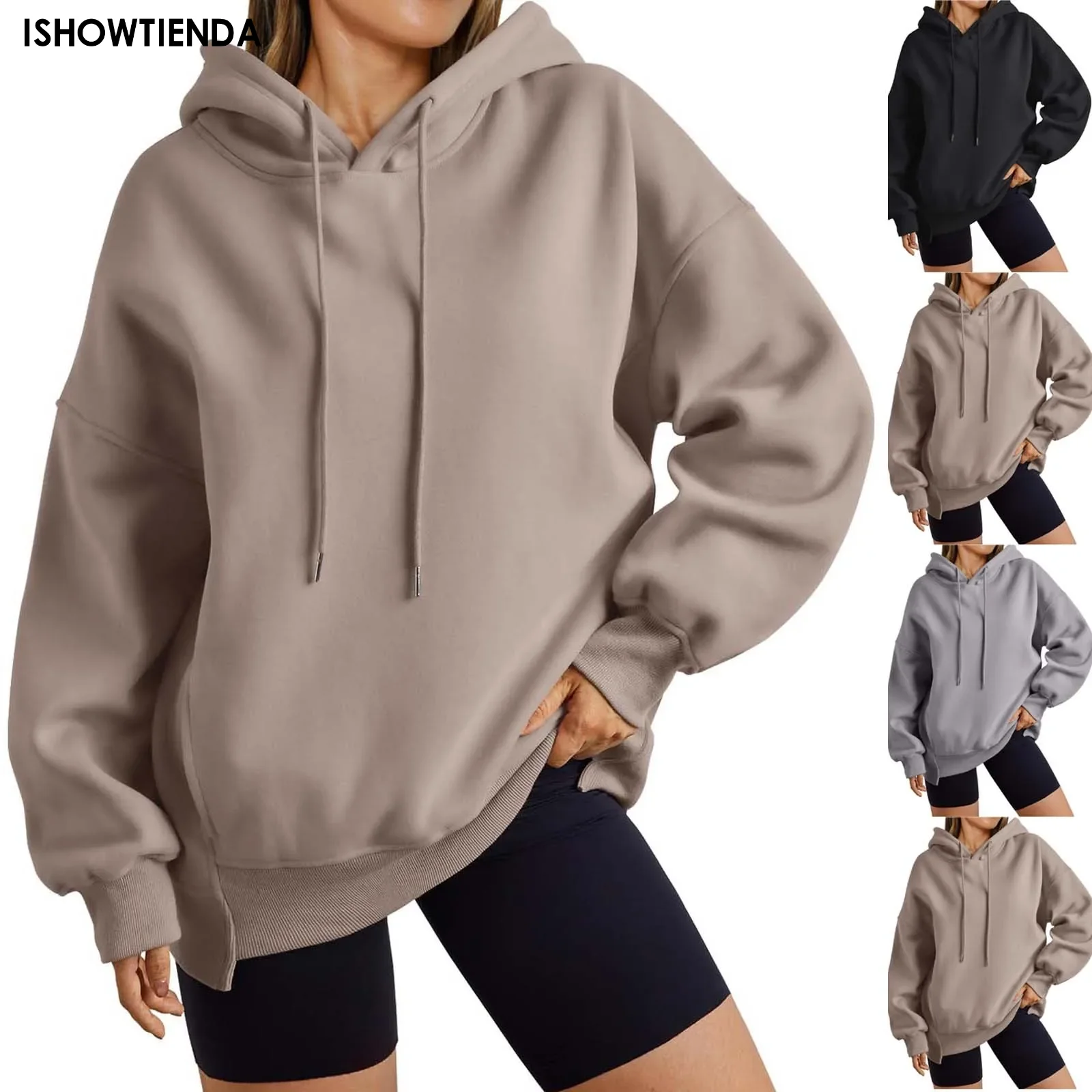 Women's Solid Color Sweatshirts Pocket Hoodies Sports Fitness Sweatshirts Fashionable Casual Pullovers Multi Color Oversized Hoo