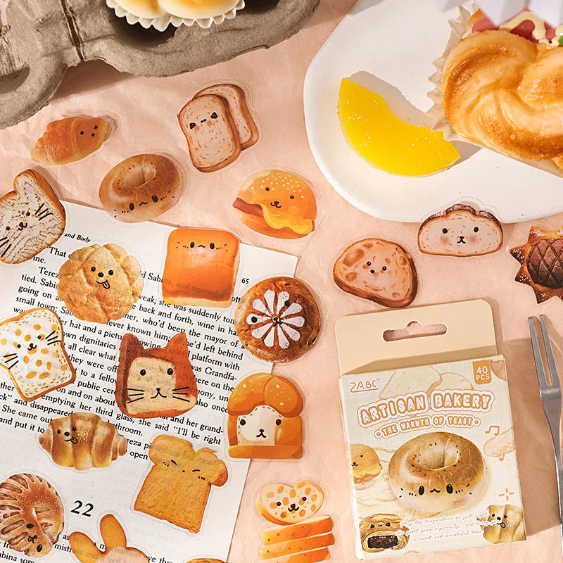 40 pcs bread theme stickers DIY collage decorative paper Scrapbooking Material handmade Diary Album Junk Journal Supplies