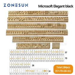 ZONESUN 184 PCS Zestaw liter alfabetu z symbolami numerów 10 cm Stempel literowy z rowkiem T do maszyny do tłoczenia folią na gorąco Niestandardowa nazwa logo