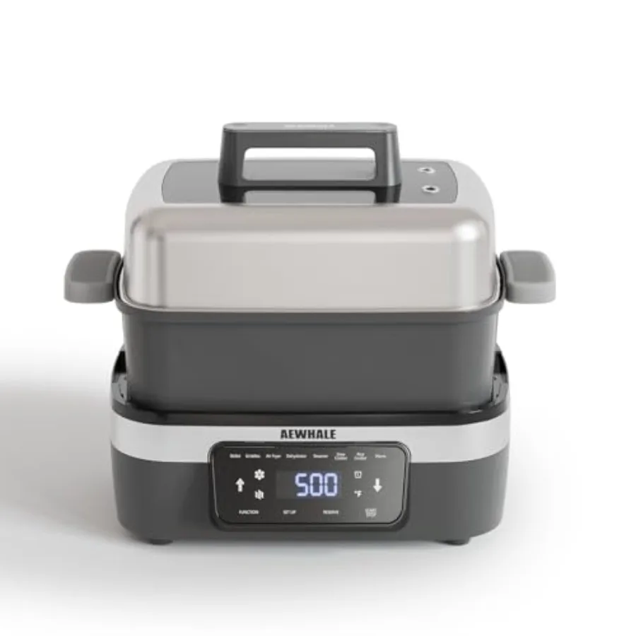 

8-in-1 Digital Multifunctional Electric Skillet with Lid Removable Non-Stick Plate Oven Safe Up to 500F 1500W One-Pot Cooking i