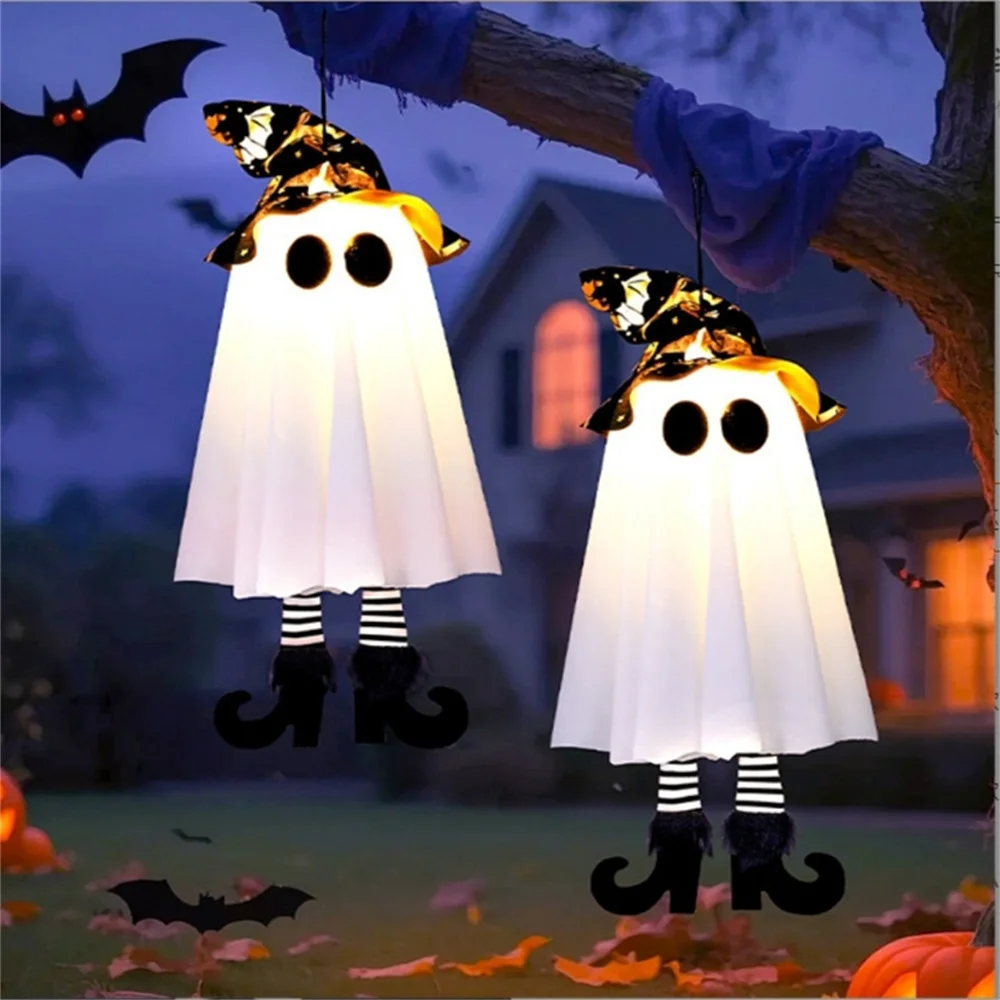 Halloween LED Specter Lights DIY Hanging Ornaments Battery-Operated decoration lamp with Included for Trees Porches and Windows