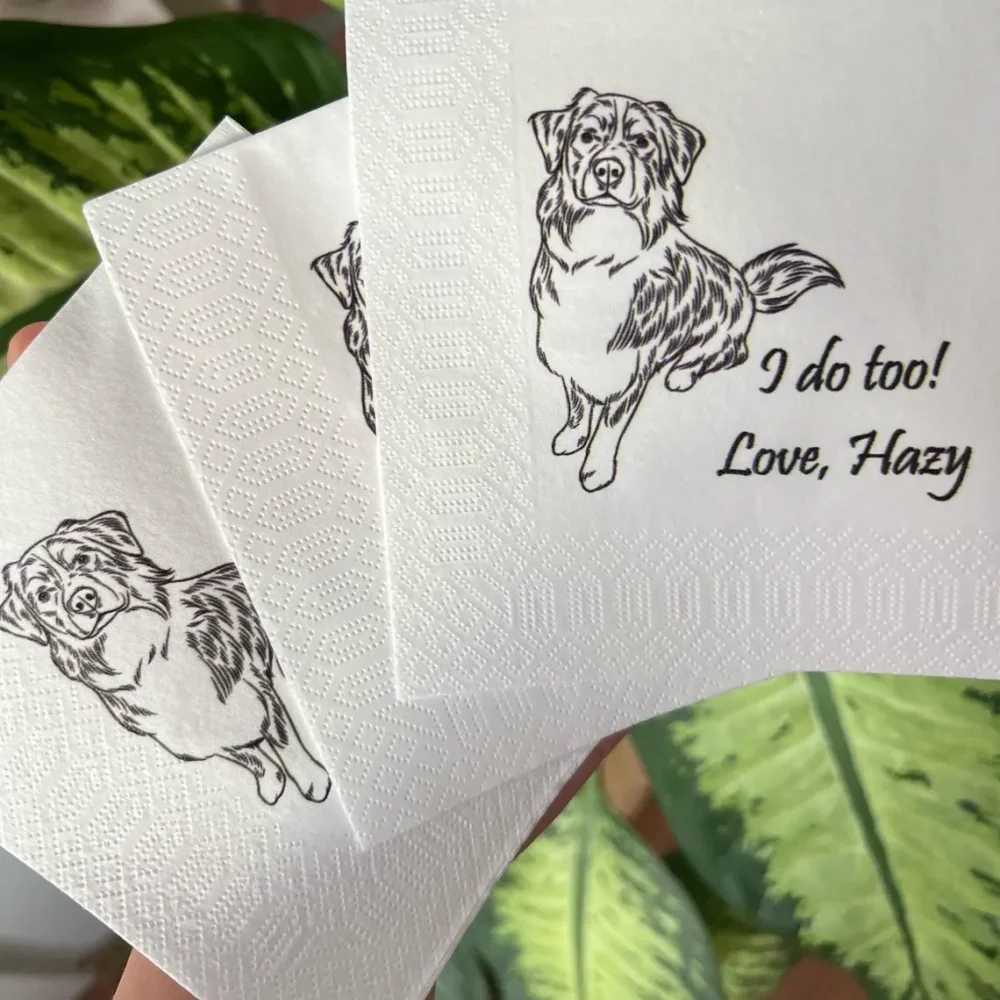 70 pcs Custom Dog Wedding Napkins,Cocktail Pet Wedding Napkins,Party Napkins,Wedding favors for guests in bulk